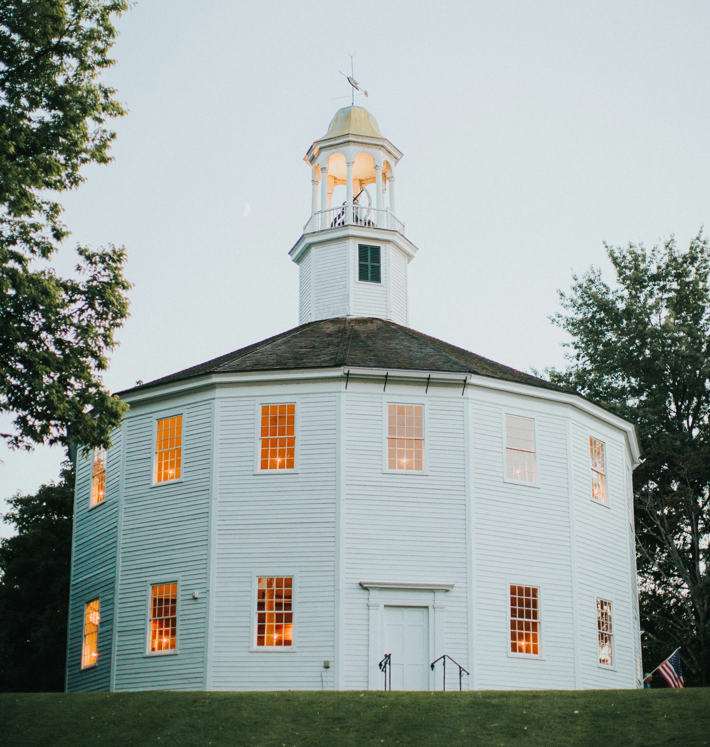 historic round church painted white