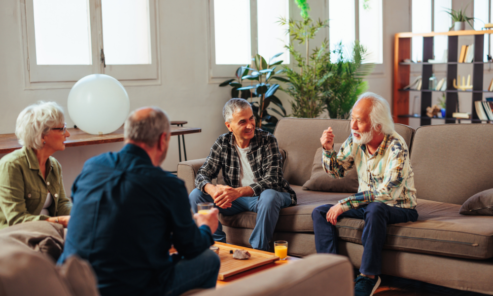 senior living residents socializing