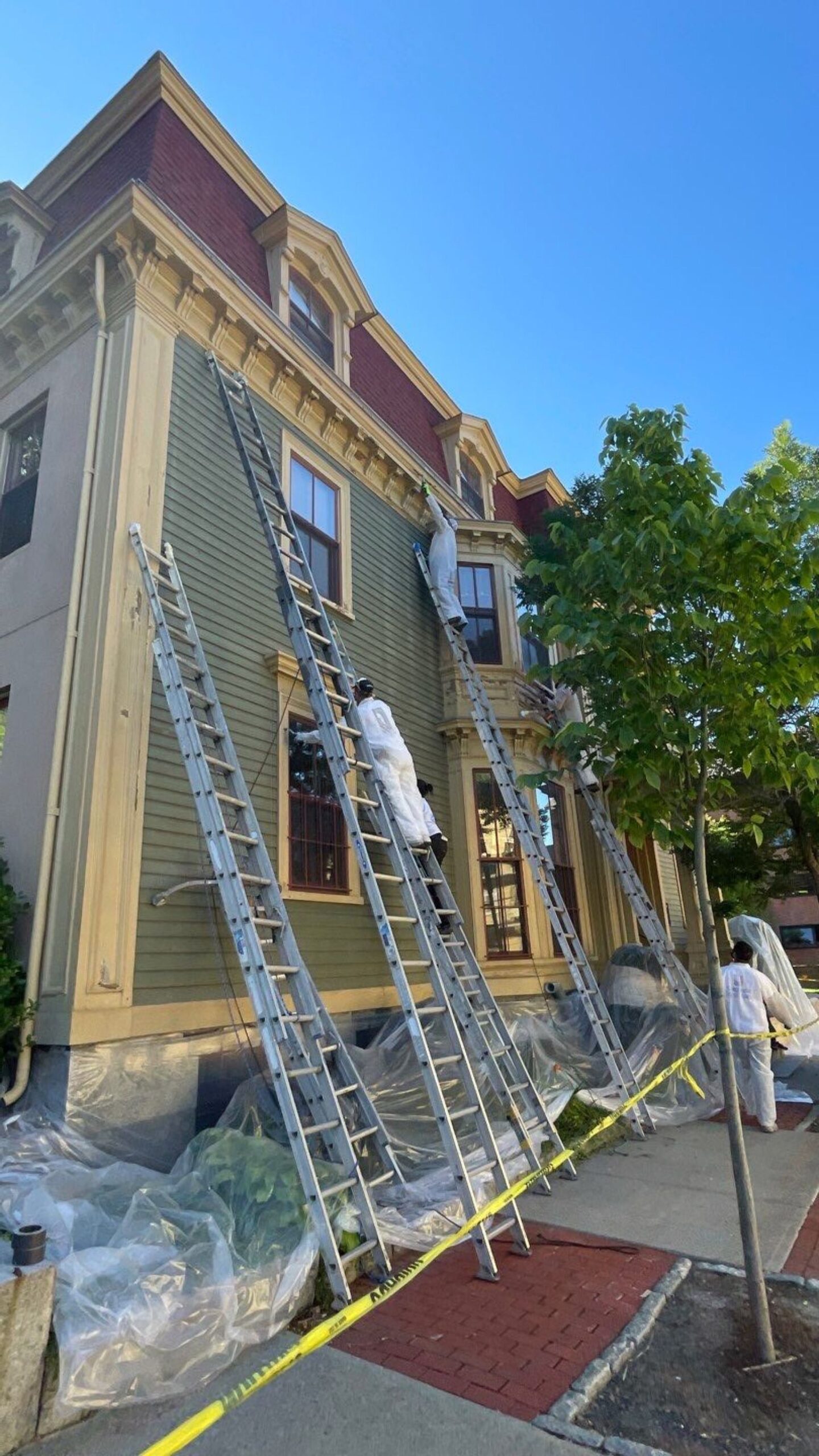 Building being painted